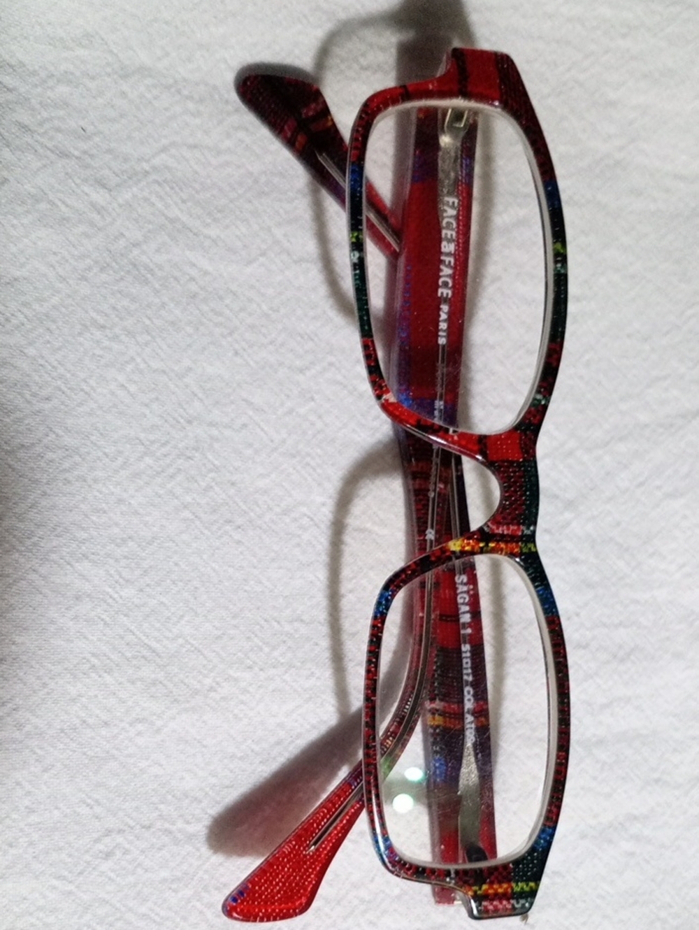Made in France - Face a Face Paris Red Multi-Color Rectangle Eyeglass Frames